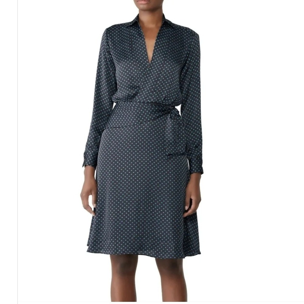 Equipment Vivienne Star Print Faux Wrap Midi Dress Sz4 Retro Inspired